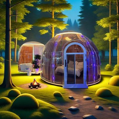 Πιο δημοφιλές Smart Star Room Leisure Polycarbonate Διαφανές Καμπινγκ Δύο θόλο Σπίτι σκηνή
