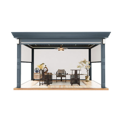 Αλουμινίου Ηλεκτρικό Flip Louver Pavilion Η εξωτερική σκιά είναι ανθεκτική και κομψή κατάλληλη για χρήση σε κήπο